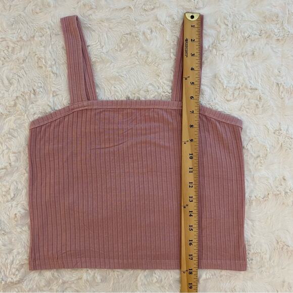 American Eagle Soft & Sexy Rib Pink Ribbed Cropped Tank Top Size Medium - Picture 6 of 6
